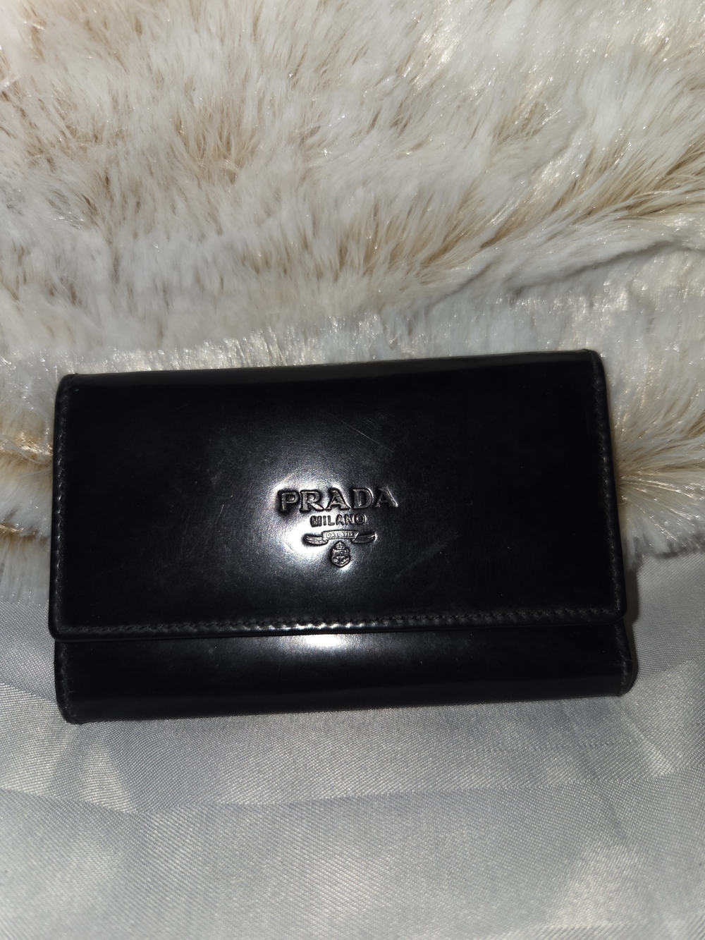 Prada Black Patent Leather Key Holder